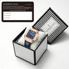 London Fog Analog Quartz Watch for Men with Blue Textured Square Dial, Day-Date Display, Luminous Hands and Hour Markers and Blue Leather Strap - LFM10019-04