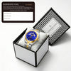 London Fog Analog Quartz Watch for Men with Blue Round Dial, Retrograde Date Display, 24-Hour Day-Night Indicator, Luminous Hands & Hour Markers and Two-Tone Silver & Gold Stainless Steel Bracelet - LFM10021-33