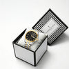 London Fog Analog Quartz Watch for Men with White Textured Round Dial, Day-Date Display, Roman Numeral and Crystal-Accent Hour Markers, Two-Tone Silver & Gold Stainless Steel Bracelet - LFM10017-22