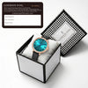 London Fog Analog Quartz Watch for Women with Turquoise Blue Round Dial, Roman Numeral Hour Markers, Crystal-Studded Bezel and Black Leather Strap - LFW20007-01
