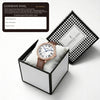 London Fog Analog Quartz Watch for Women with White Round Dial, Roman Numeral Hour Markers, Crystal-Studded Bezel and Brown Leather Strap - LFW20007-04
