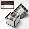 London Fog Analog Quartz Watch for Men with Black Round Skeleton-Style Dial, Textured Bezel, Luminous Hands and Markers, Date Display, Silver & Rose Gold Two-Tone Stainless Steel Bracelet - LFM10016-22