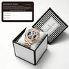 London Fog Analog Quartz Watch for Men with Silver Round Skeleton-Style Dial, Textured Bezel, Luminous Hands and Markers, Date Display, Silver & Rose Gold Two-Tone Stainless Steel Bracelet - LFM10016-33