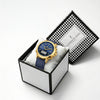 London Fog Analog-Digital Quartz Watch for Men with Blue Round Dial, Digital Day-Date and Time Display, Hands and Hour Markers and Blue Leather Strap - LFM10022-03