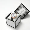 London Fog Analog Quartz Watch for Women with White Round Dial, Roman Numeral Hour Markers, Crystal-Studded Bezel and Black Leather Strap - LFW20007-03