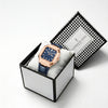 London Fog Analog Quartz Watch for Men with Blue Textured Square Dial, Day-Date Display, Luminous Hands and Hour Markers and Blue Leather Strap - LFM10019-04