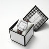 London Fog Analog Quartz Watch for Men with White Textured Square Dial, Day-Date Display, Luminous Hands and Hour Markers and Brown Leather Strap - LFM10019-05
