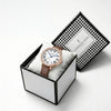 London Fog Analog Quartz Watch for Women with White Round Dial, Roman Numeral Hour Markers, Crystal-Studded Bezel and Brown Leather Strap - LFW20007-04